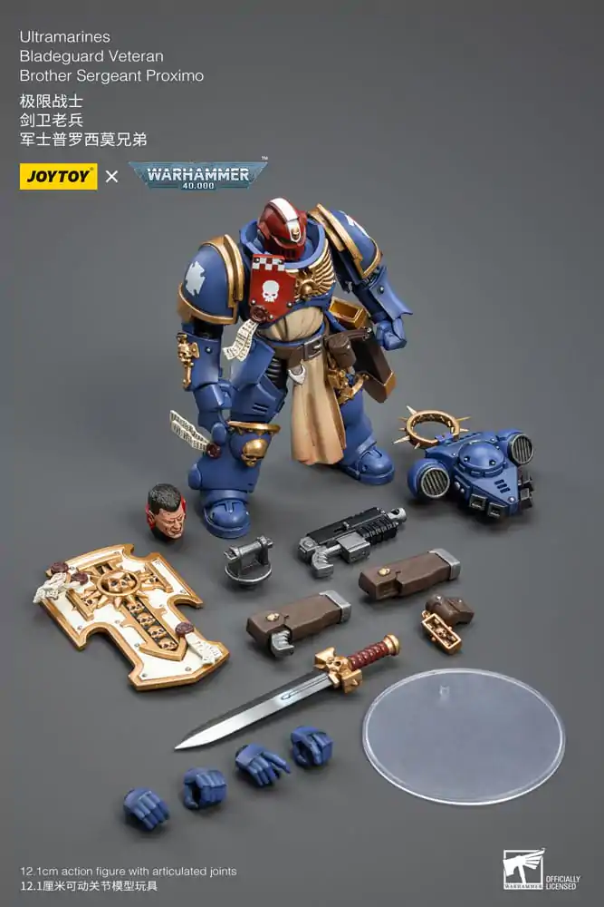 Warhammer 40k Action Figure 1/18 Ultramarines Bladeguard Veteran Brother Sergeant Proximo 12 cm product photo