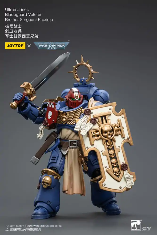 Warhammer 40k Action Figure 1/18 Ultramarines Bladeguard Veteran Brother Sergeant Proximo 12 cm product photo