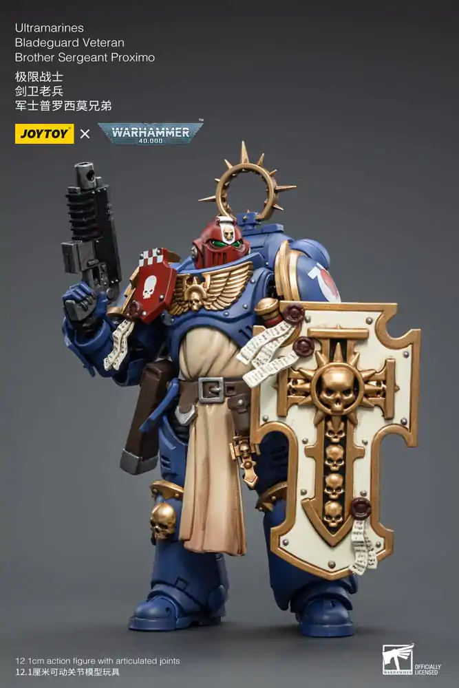 Warhammer 40k Action Figure 1/18 Ultramarines Bladeguard Veteran Brother Sergeant Proximo 12 cm product photo