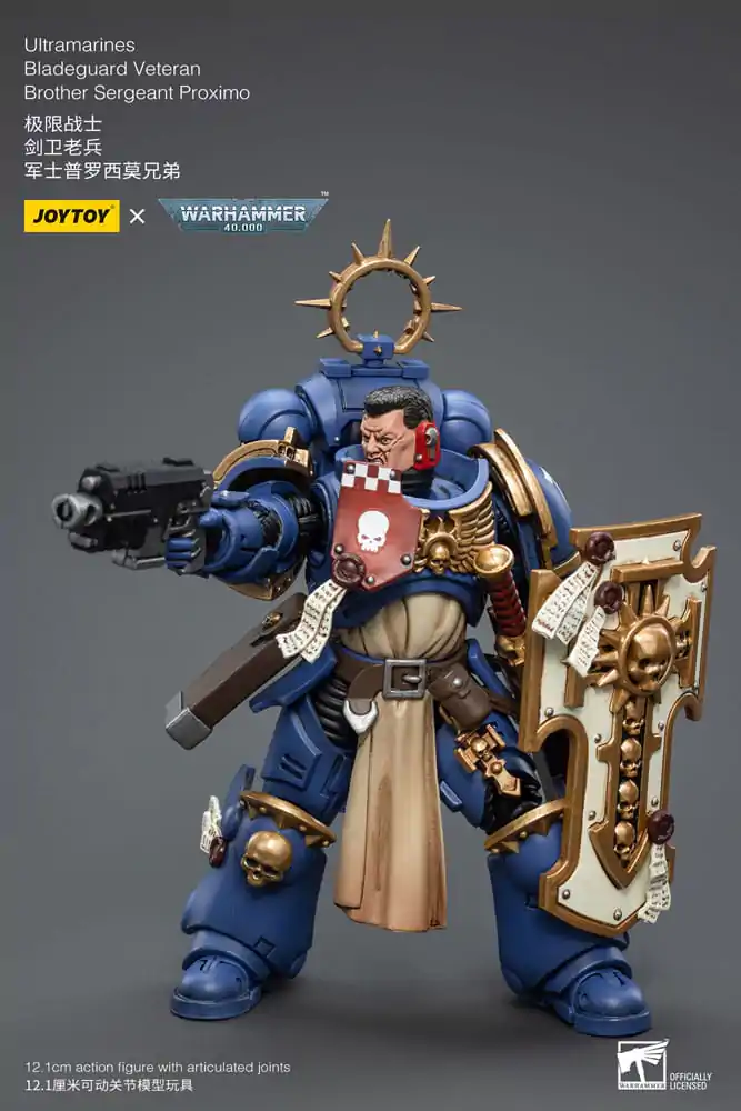 Warhammer 40k Action Figure 1/18 Ultramarines Bladeguard Veteran Brother Sergeant Proximo 12 cm product photo