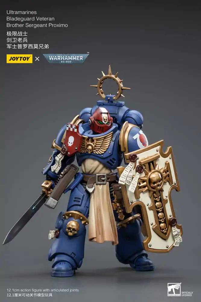 Warhammer 40k Action Figure 1/18 Ultramarines Bladeguard Veteran Brother Sergeant Proximo 12 cm product photo