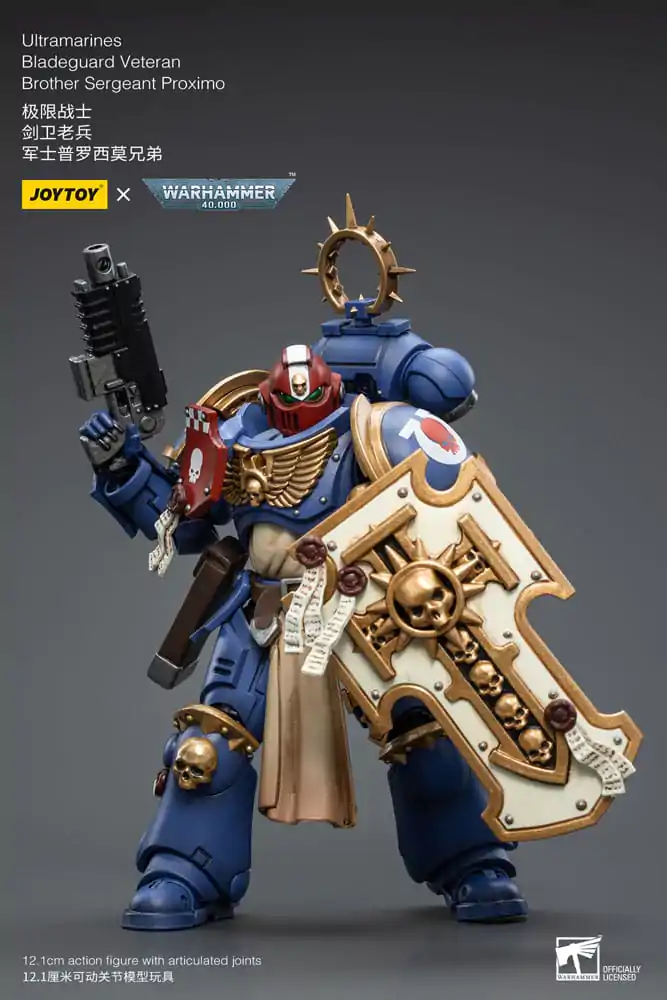 Warhammer 40k Action Figure 1/18 Ultramarines Bladeguard Veteran Brother Sergeant Proximo 12 cm product photo