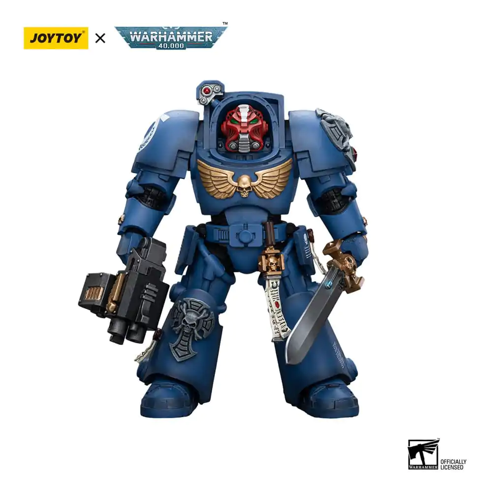 Warhammer 40k Action Figure 1/18 Ultramarines Terminator Squad Sergeant with Power Sword and Teleport Homer 12 cm termékfotó