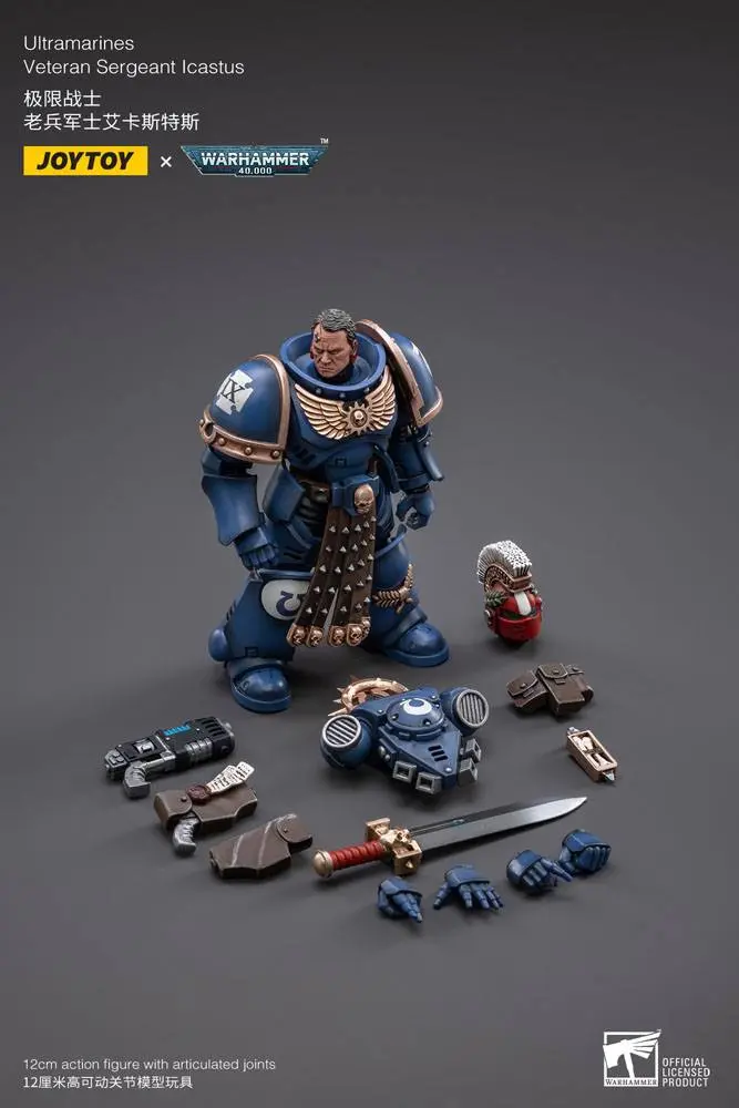 Warhammer 40k Action Figure 1/18 Ultramarines Veteran Sergeant Icastus 12 cm product photo