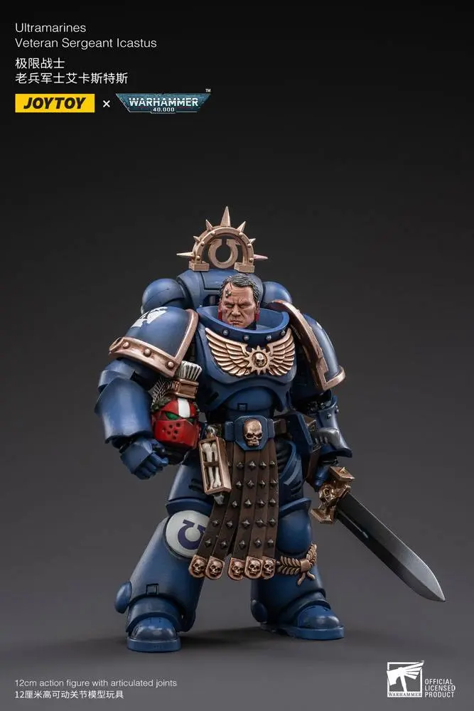 Warhammer 40k Action Figure 1/18 Ultramarines Veteran Sergeant Icastus 12 cm product photo