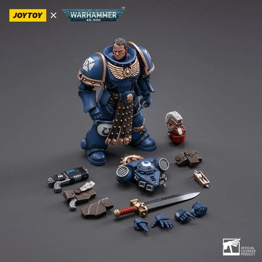 Warhammer 40k Action Figure 1/18 Ultramarines Veteran Sergeant Icastus 12 cm product photo