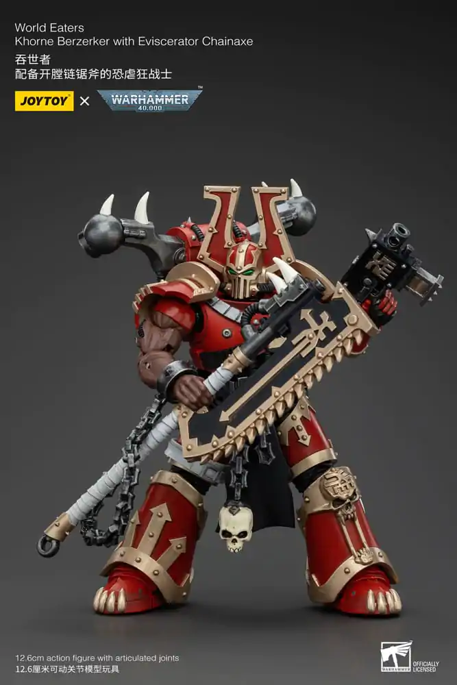 Warhammer 40k Action Figure 1/18 World Eaters Khorne Berzerker with Eviscerator Chainaxe 13 cm termékfotó