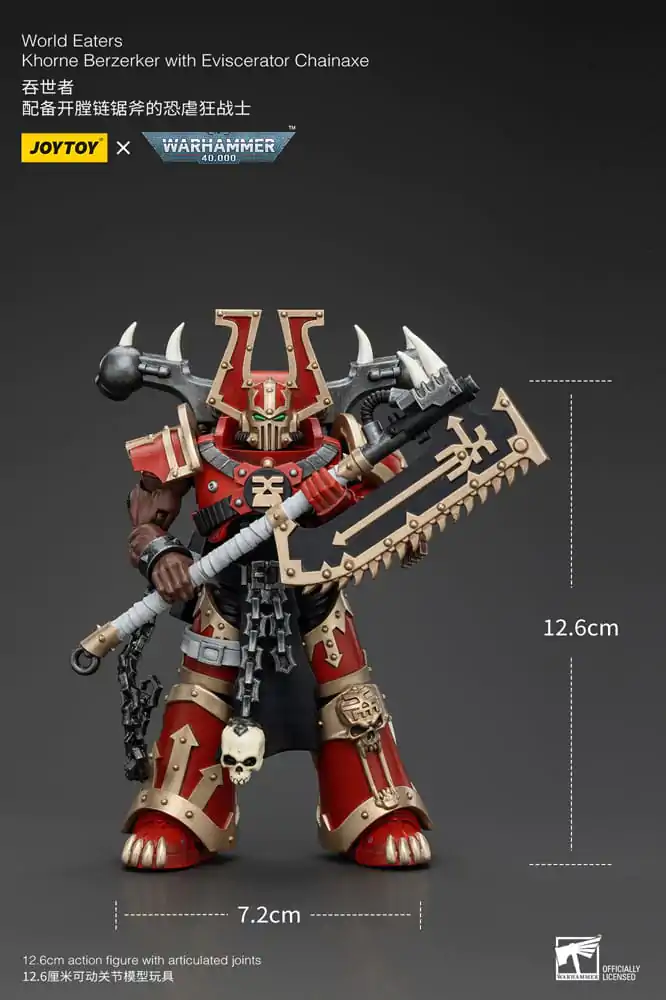 Warhammer 40k Action Figure 1/18 World Eaters Khorne Berzerker with Eviscerator Chainaxe 13 cm termékfotó