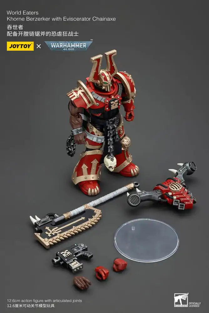 Warhammer 40k Action Figure 1/18 World Eaters Khorne Berzerker with Eviscerator Chainaxe 13 cm termékfotó