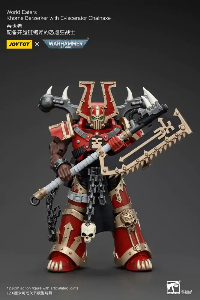 Warhammer 40k Action Figure 1/18 World Eaters Khorne Berzerker with Eviscerator Chainaxe 13 cm termékfotó