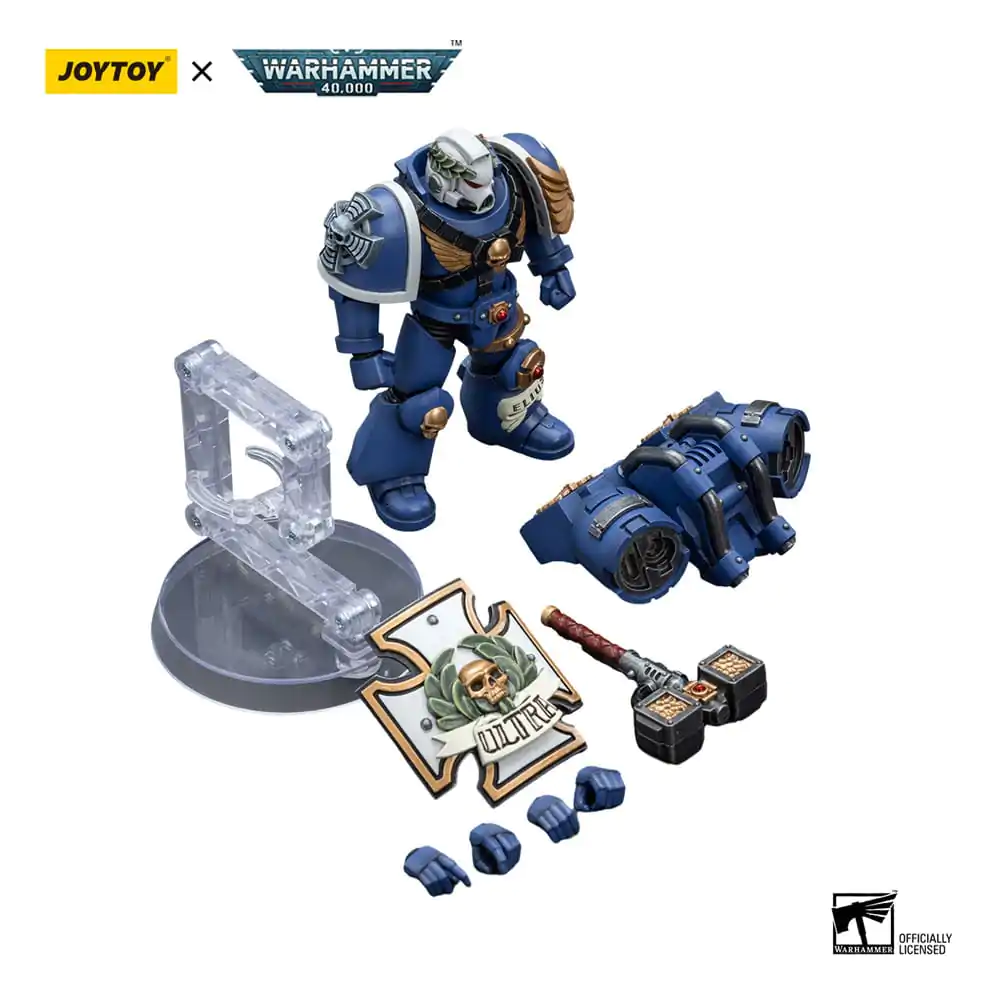 Warhammer 40k Action Figure 1/18Ultramarines Vanguard Veteran with Thunder Hammer and Storm Shield 12 cm product photo