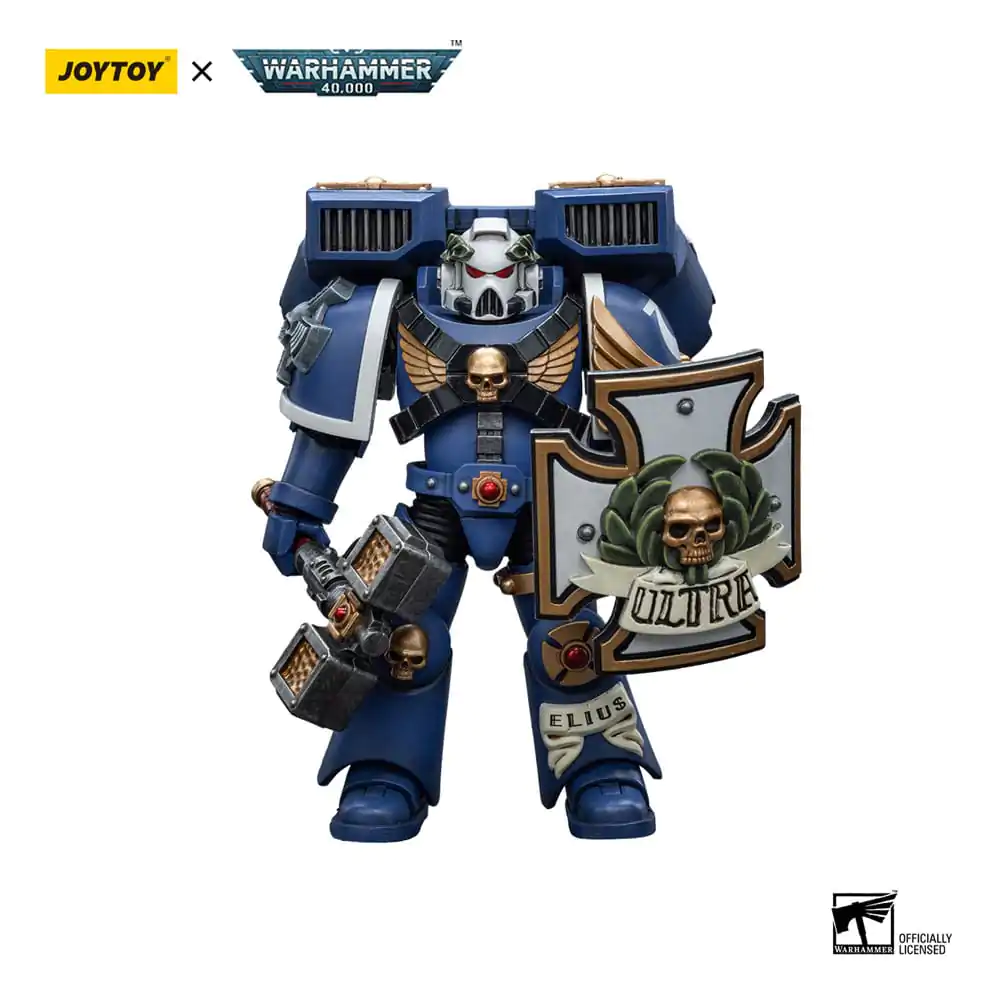 Warhammer 40k Action Figure 1/18Ultramarines Vanguard Veteran with Thunder Hammer and Storm Shield 12 cm product photo