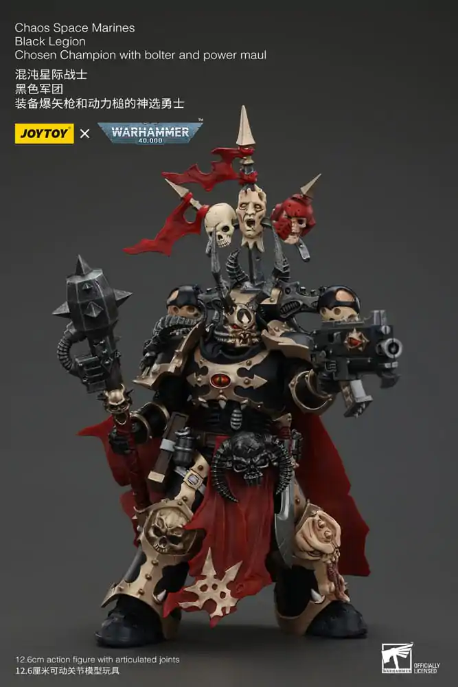 Warhammer 40k Action Figure Chaos Space Marines Black Legion Chosen Champion with bolter and power maul 20 cm termékfotó