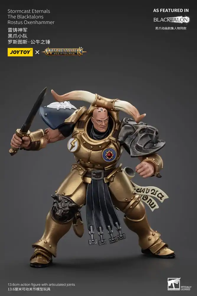 Warhammer Age of Sigmar Action Figure Stormcast Eternals The Blacktalons Rostus Oxen hammer 20 cm product photo