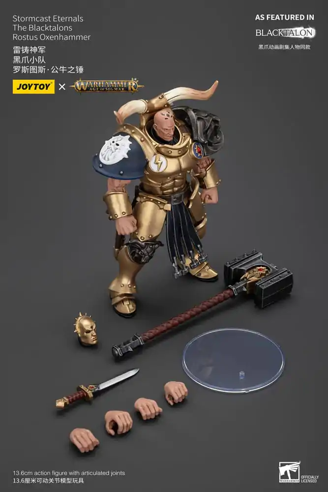 Warhammer Age of Sigmar Action Figure Stormcast Eternals The Blacktalons Rostus Oxen hammer 20 cm product photo