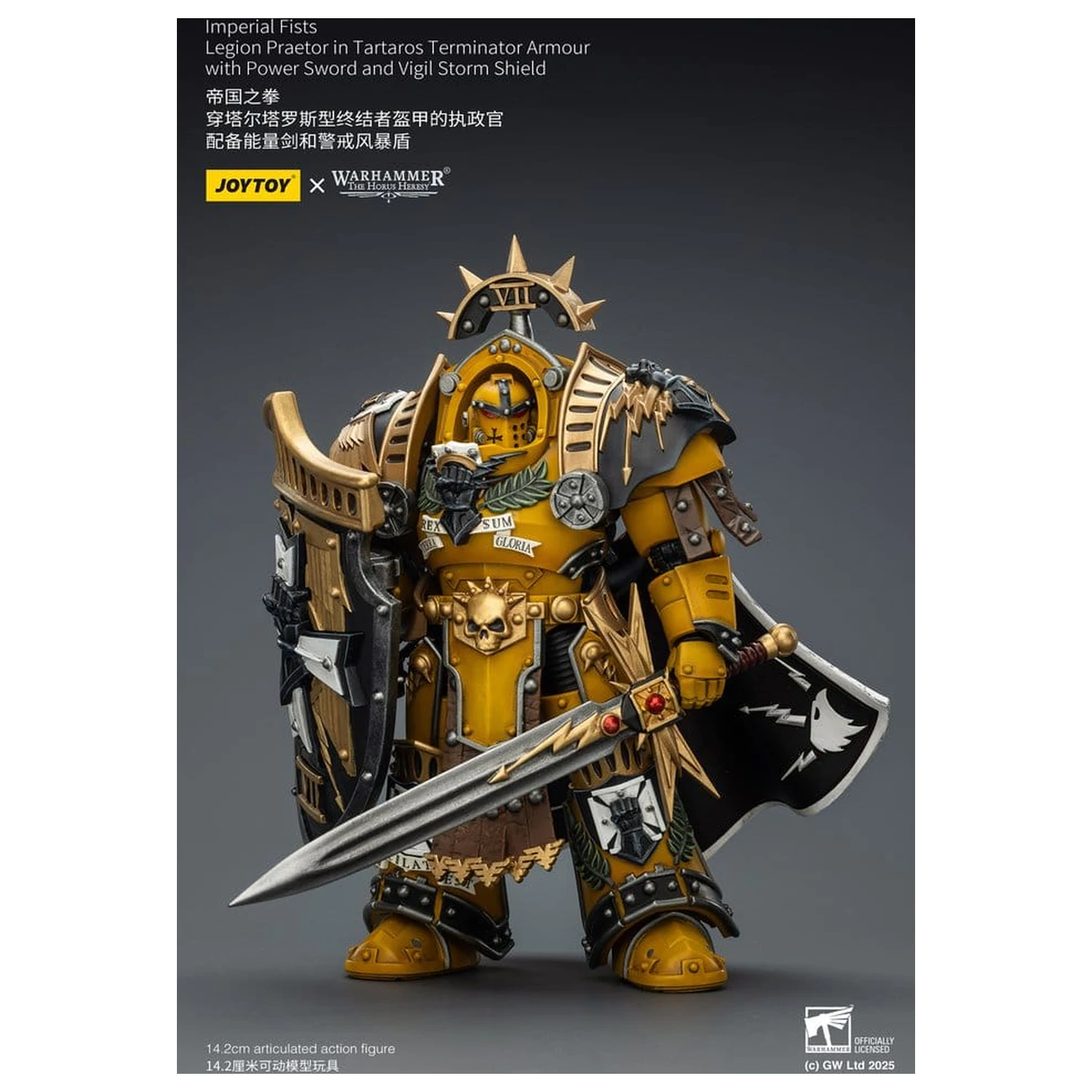 Warhammer Imperial Fists Action Figure Legion Praetor in Tartaros Terminator Armourwith Power Sword and Vigil Storm Shield 14 cm product photo