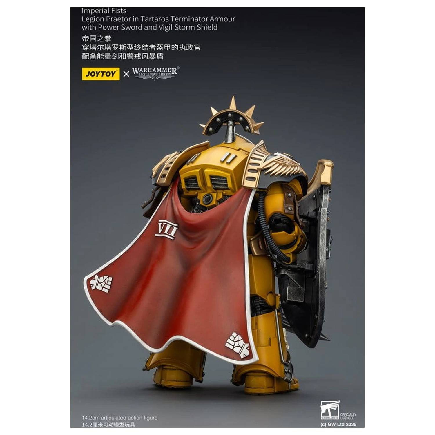 Warhammer Imperial Fists Action Figure Legion Praetor in Tartaros Terminator Armourwith Power Sword and Vigil Storm Shield 14 cm product photo