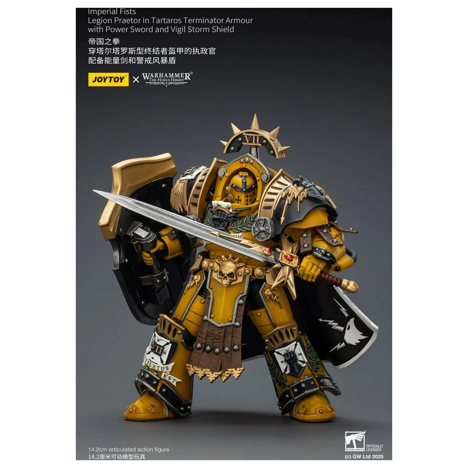 Warhammer Imperial Fists Action Figure Legion Praetor in Tartaros Terminator Armourwith Power Sword and Vigil Storm Shield 14 cm product photo
