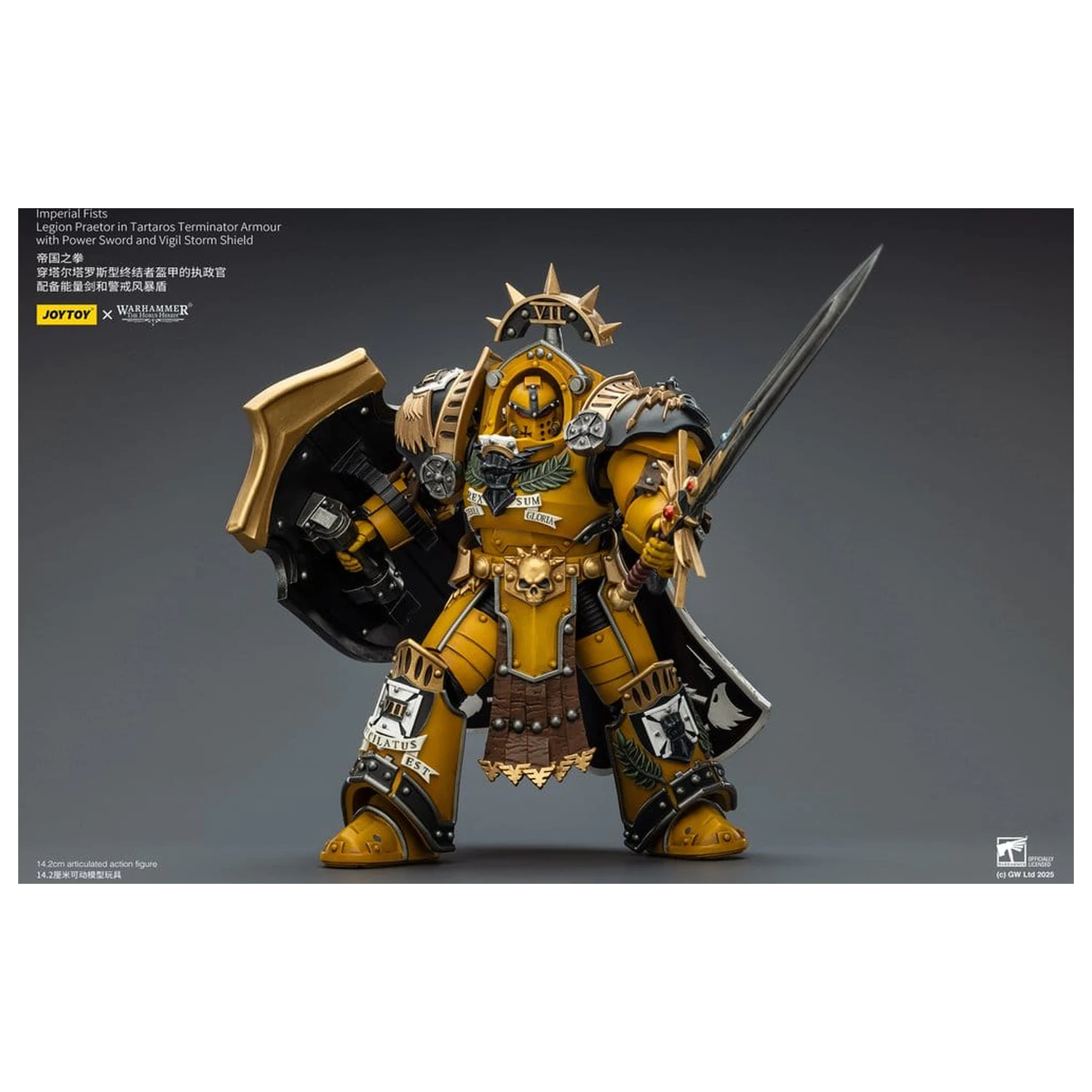 Warhammer Imperial Fists Action Figure Legion Praetor in Tartaros Terminator Armourwith Power Sword and Vigil Storm Shield 14 cm product photo