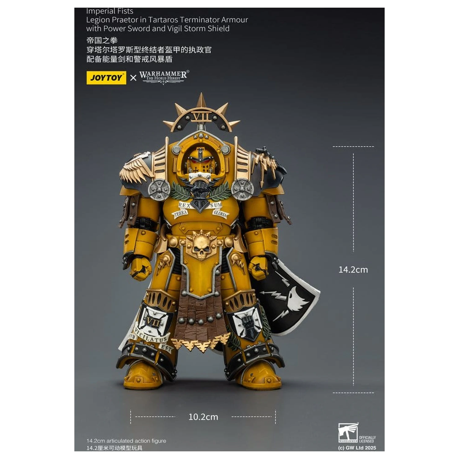 Warhammer Imperial Fists Action Figure Legion Praetor in Tartaros Terminator Armourwith Power Sword and Vigil Storm Shield 14 cm product photo