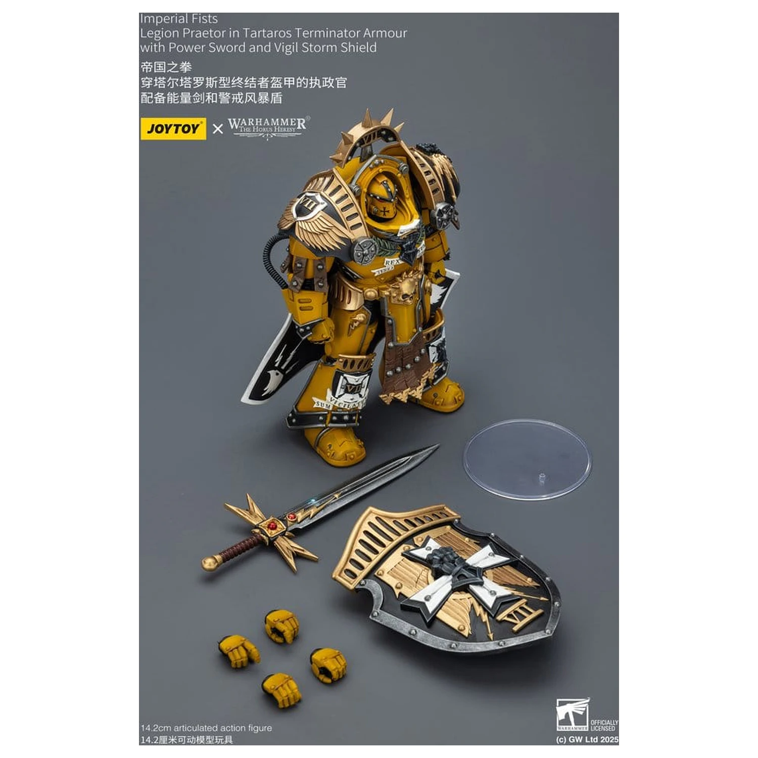 Warhammer Imperial Fists Action Figure Legion Praetor in Tartaros Terminator Armourwith Power Sword and Vigil Storm Shield 14 cm product photo