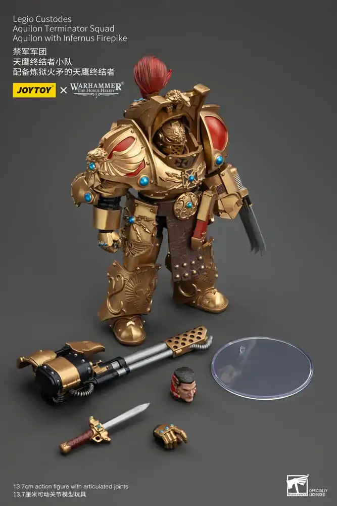 Warhammer The Horus Heresy Action Figure 1/18 Legio Custodes Aquilon Terminator Squad Aquilon with Infernus Firepike 14 cm termékfotó