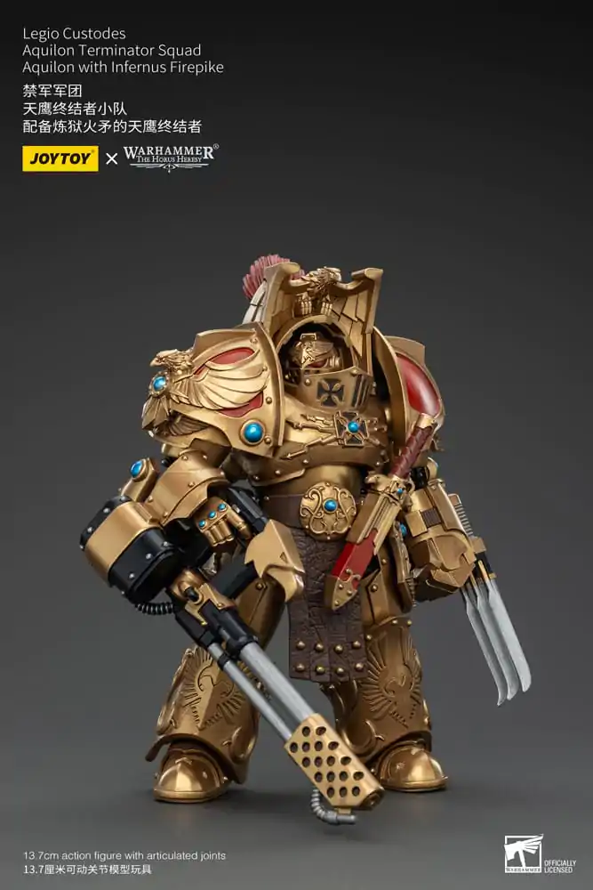 Warhammer The Horus Heresy Action Figure 1/18 Legio Custodes Aquilon Terminator Squad Aquilon with Infernus Firepike 14 cm termékfotó