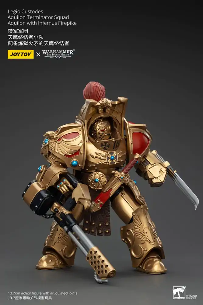 Warhammer The Horus Heresy Action Figure 1/18 Legio Custodes Aquilon Terminator Squad Aquilon with Infernus Firepike 14 cm termékfotó