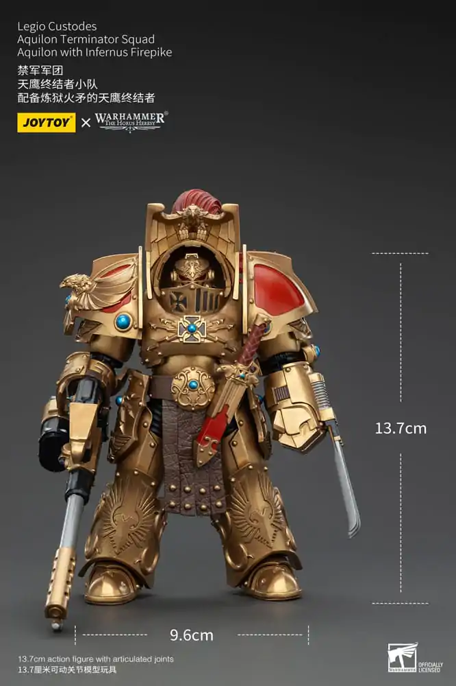 Warhammer The Horus Heresy Action Figure 1/18 Legio Custodes Aquilon Terminator Squad Aquilon with Infernus Firepike 14 cm termékfotó