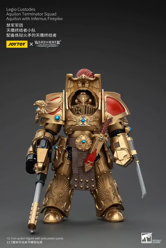 Warhammer The Horus Heresy Action Figure 1/18 Legio Custodes Aquilon Terminator Squad Aquilon with Infernus Firepike 14 cm termékfotó