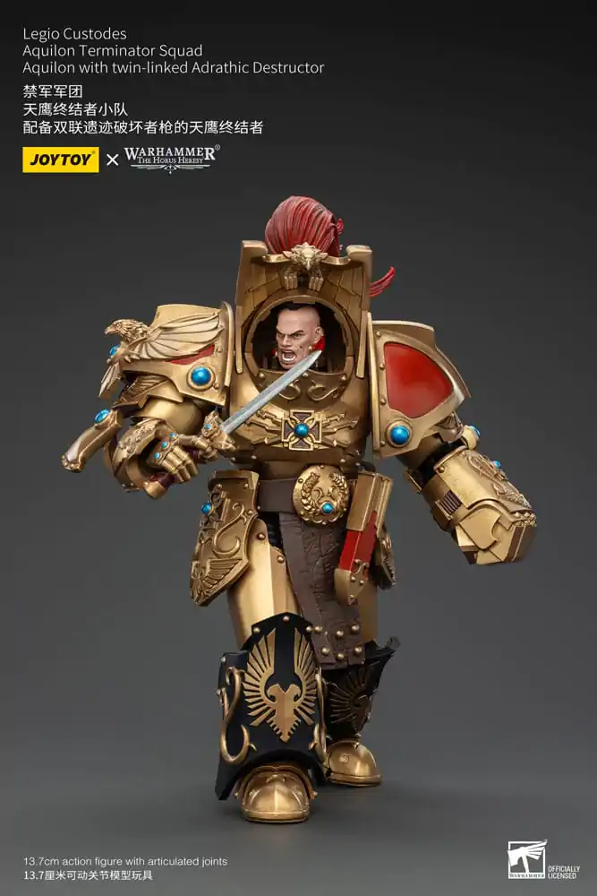 Warhammer The Horus Heresy Action Figure 1/18 Legio Custodes Aquilon Terminator Squad Aquilon with twin-linked Adrathic Destructor 14 cm termékfotó