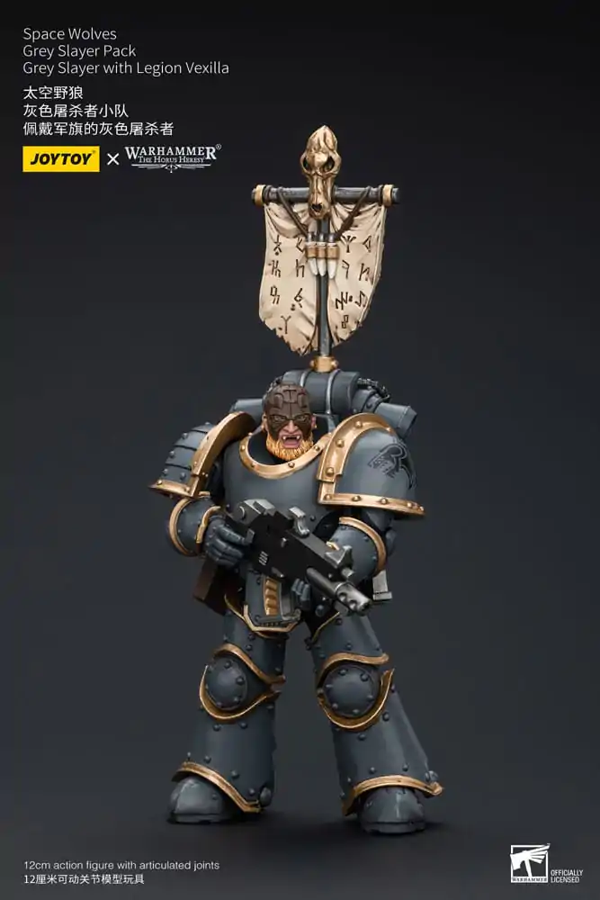 Warhammer The Horus Heresy Action Figure 1/18 Space Wolves Grey Slayer Pack Grey Slayer With Legion Vexilla 12 cm termékfotó