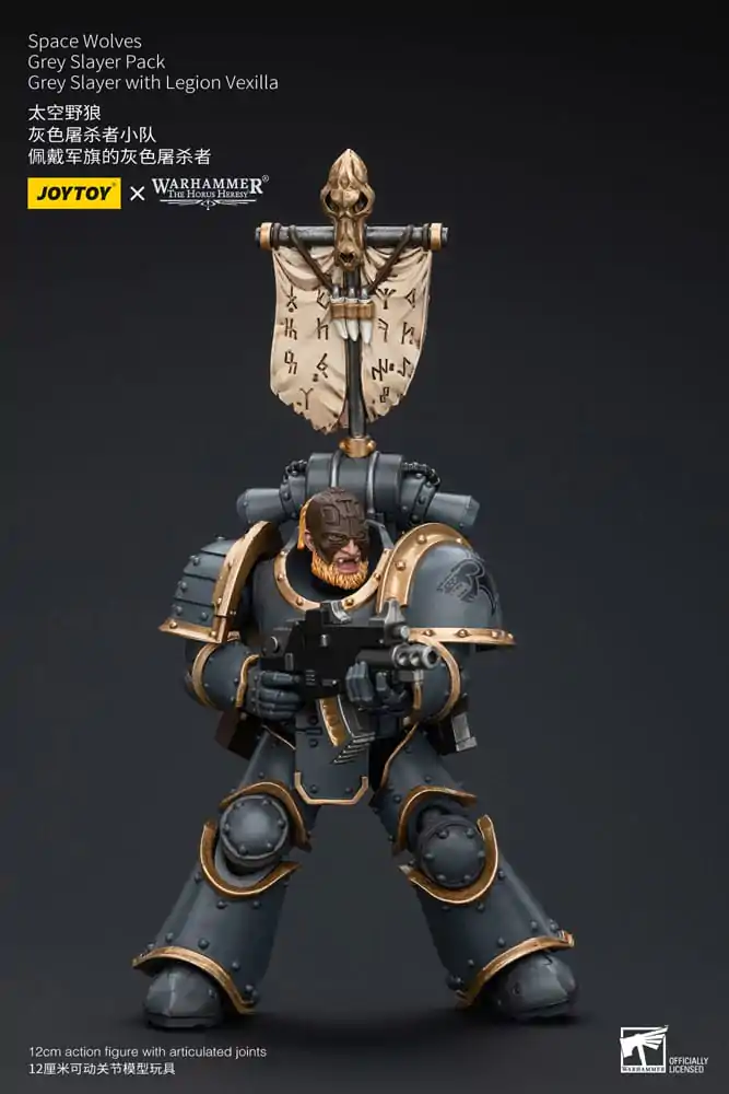 Warhammer The Horus Heresy Action Figure 1/18 Space Wolves Grey Slayer Pack Grey Slayer With Legion Vexilla 12 cm termékfotó