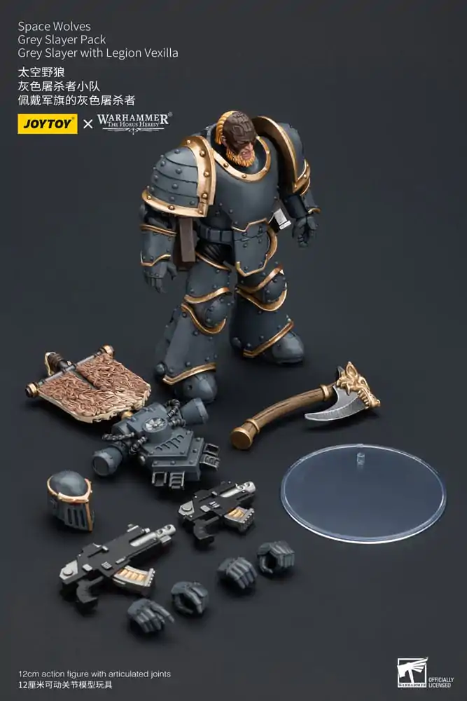 Warhammer The Horus Heresy Action Figure 1/18 Space Wolves Grey Slayer Pack Grey Slayer With Legion Vexilla 12 cm termékfotó