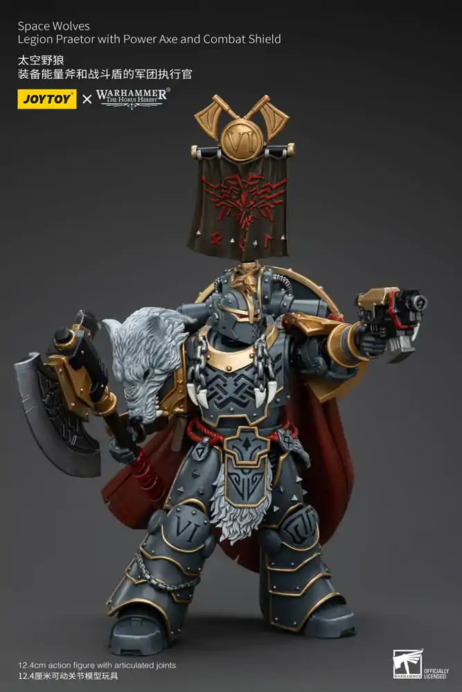 Warhammer The Horus Heresy Action Figure 1/18 Space Wolves Legion Praetor with Power Axe and Combat Shield 12 cm termékfotó