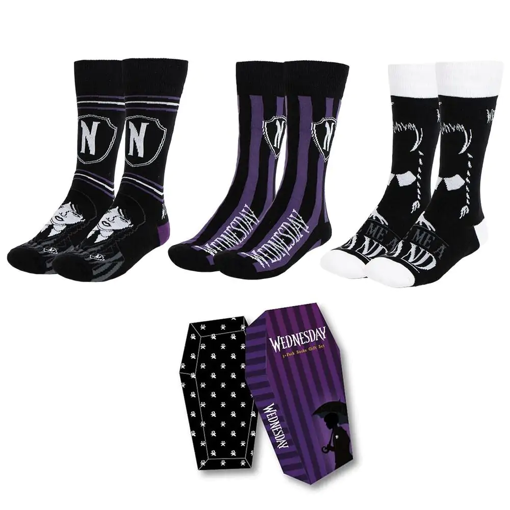 Wednesday pack 3 adult socks product photo