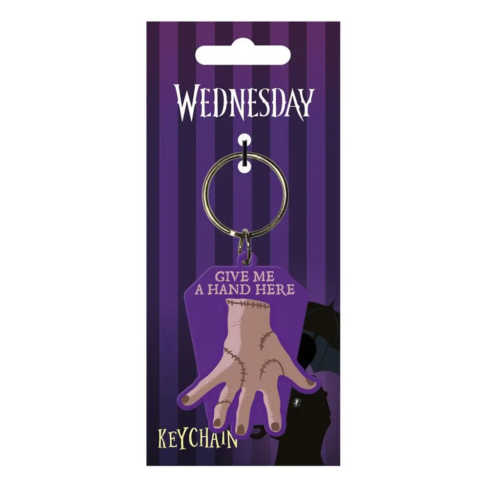 Wednesday Rubber Keychain Give Me A Hand termékfotó