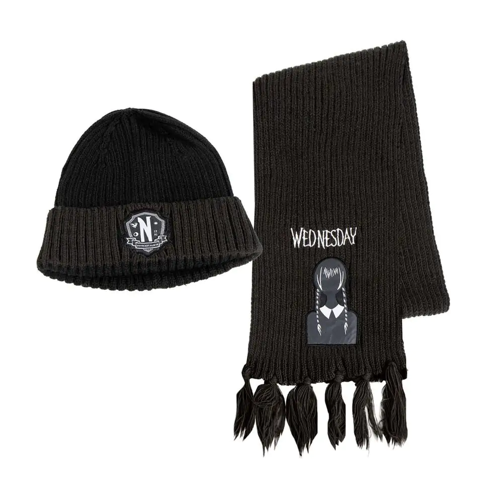 Wednesday Beanie & Scarf Set Nevermore product photo