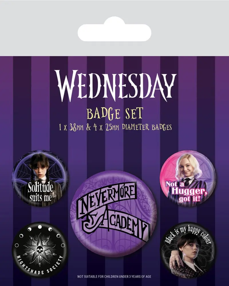 Wednesday Pin-Back Buttons 5-Pack Nevermore product photo