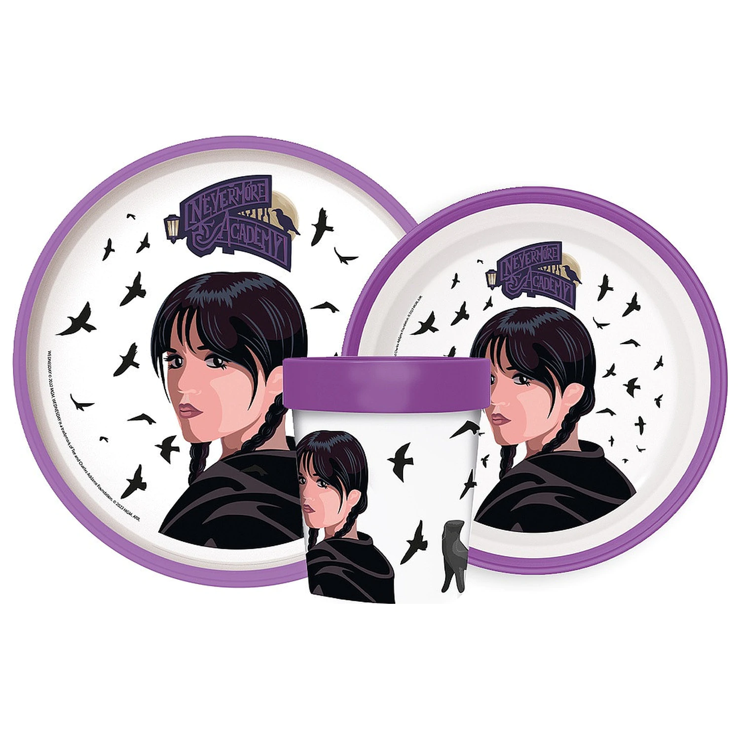 Wednesday Nevermore Academy Non-Slip Dinnerware Set, Micro Plastic Set product photo