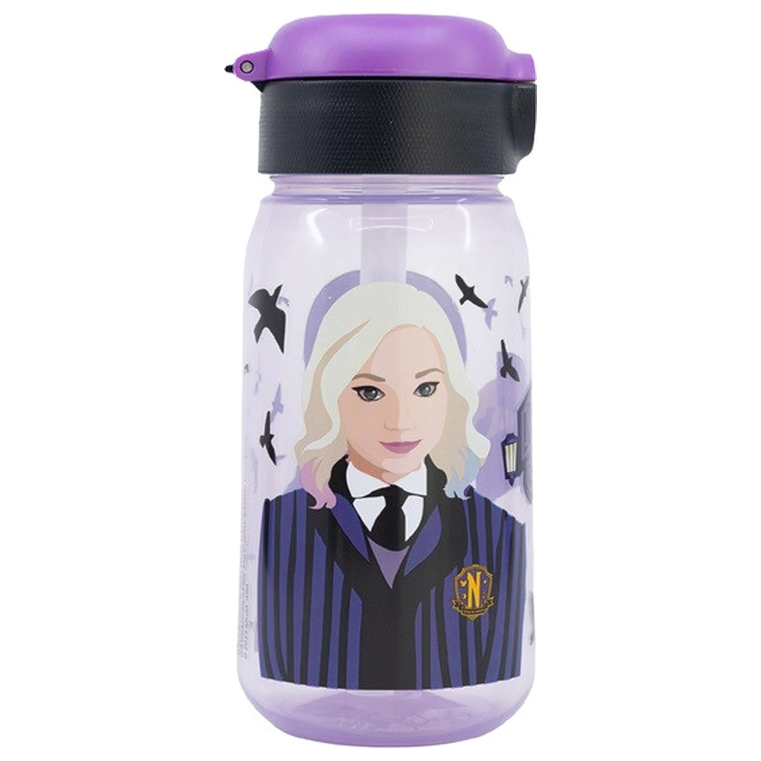 Wednesday Nevermore Academy Plastic Straw Bottle 510 ml product photo