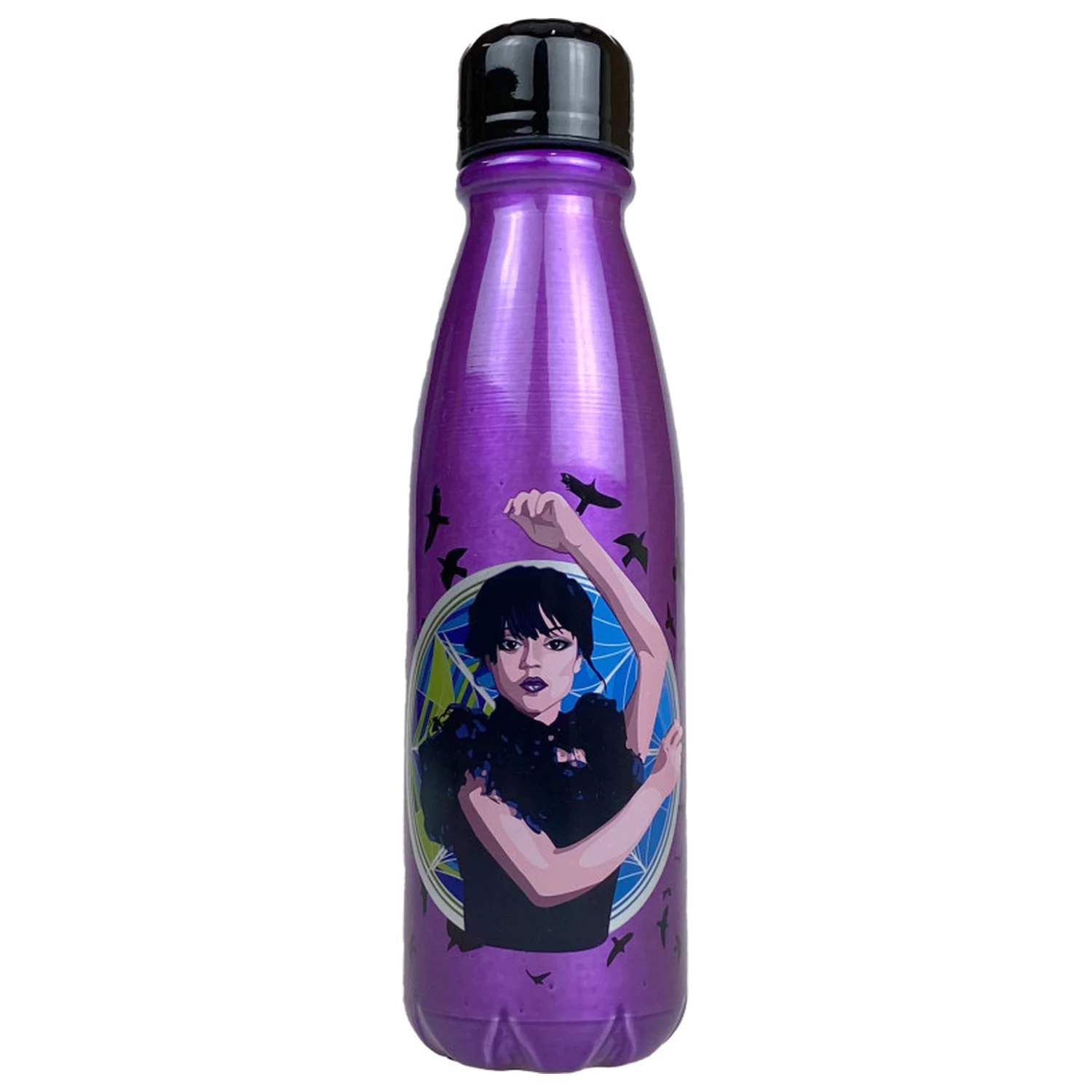 Wednesday Nevermore aluminum water bottle with screw cap 600 ml product photo