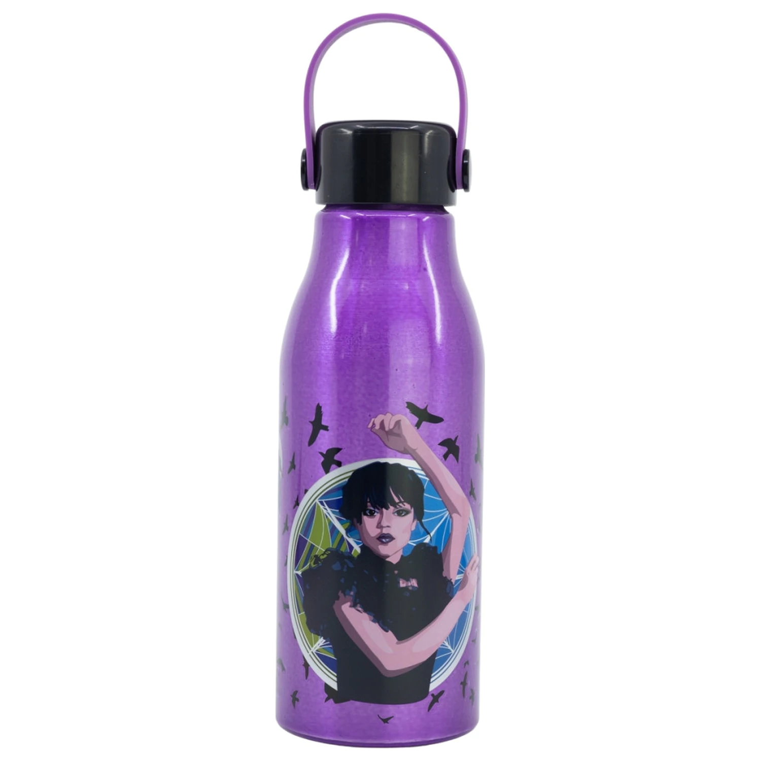 Wednesday Nevermore Flexi Aluminum Water Bottle with Screw Cap and Hanger 760 ml product photo