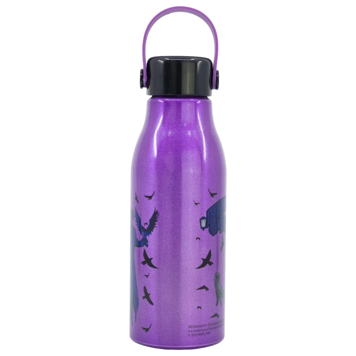 Wednesday Nevermore Flexi Aluminum Water Bottle with Screw Cap and Hanger 760 ml product photo