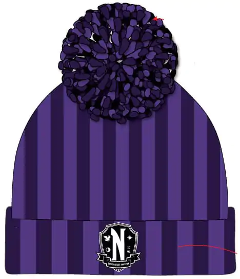 Wednesday Pom-Pom Beanie Nevermore Logo product photo