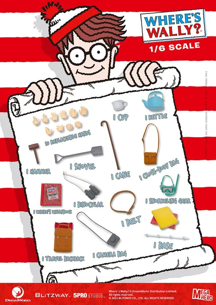 Where's Wally? Mega Hero Action Figure 1/6 Wally 34 cm product photo