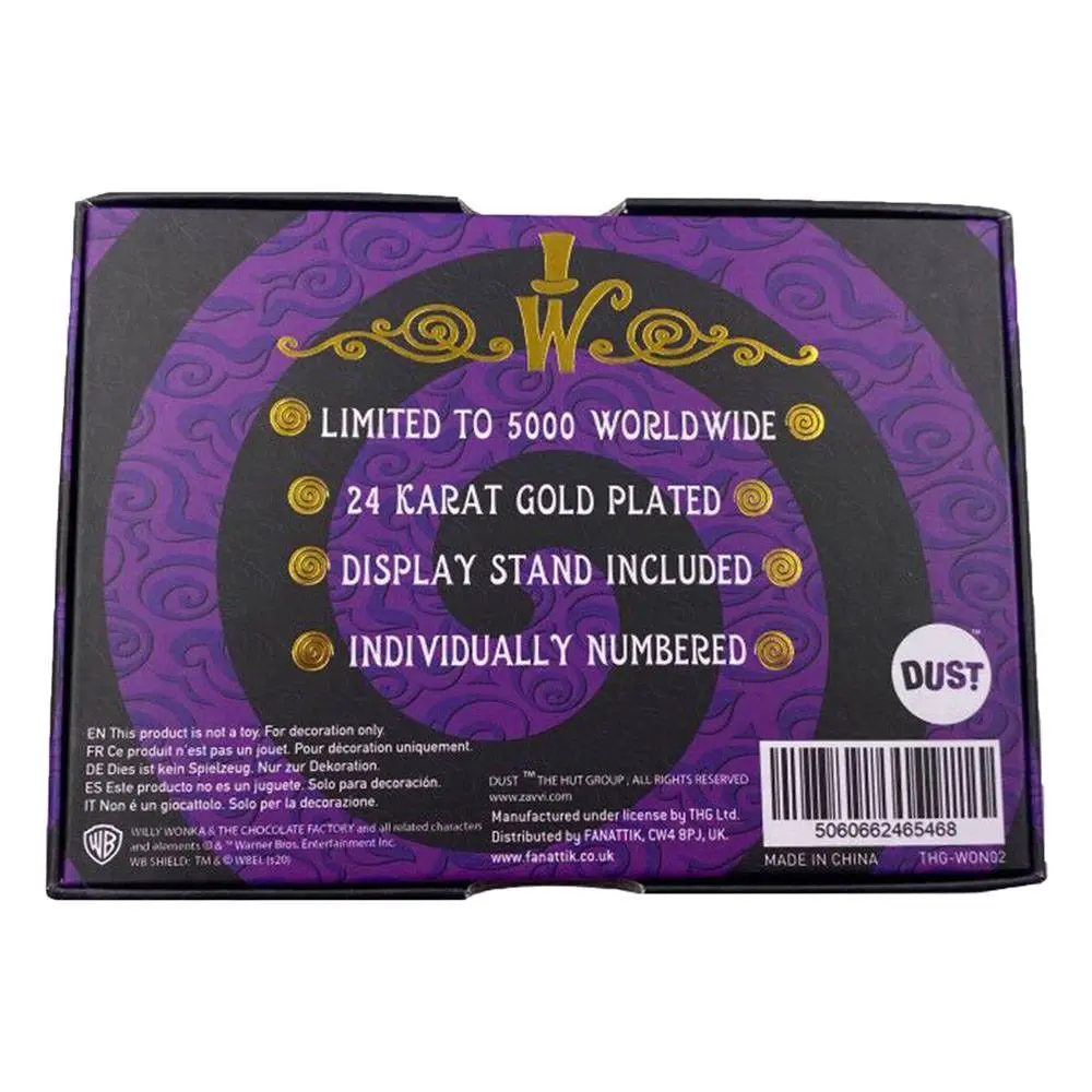 Willy Wonka &amp; the Chocolate Factory Replica Mini Golden Ticket (gold plated) product photo