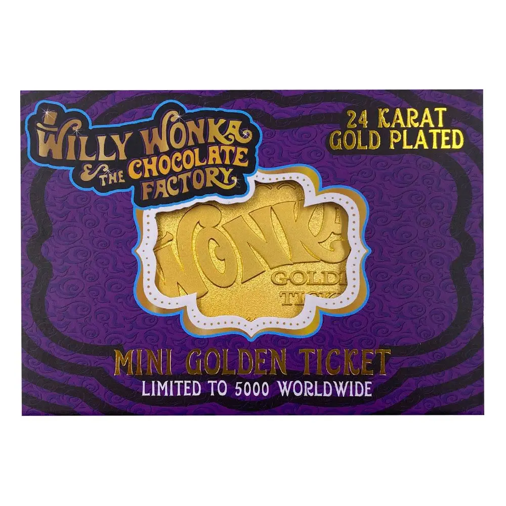 Willy Wonka &amp; the Chocolate Factory Replica Mini Golden Ticket (gold plated) product photo