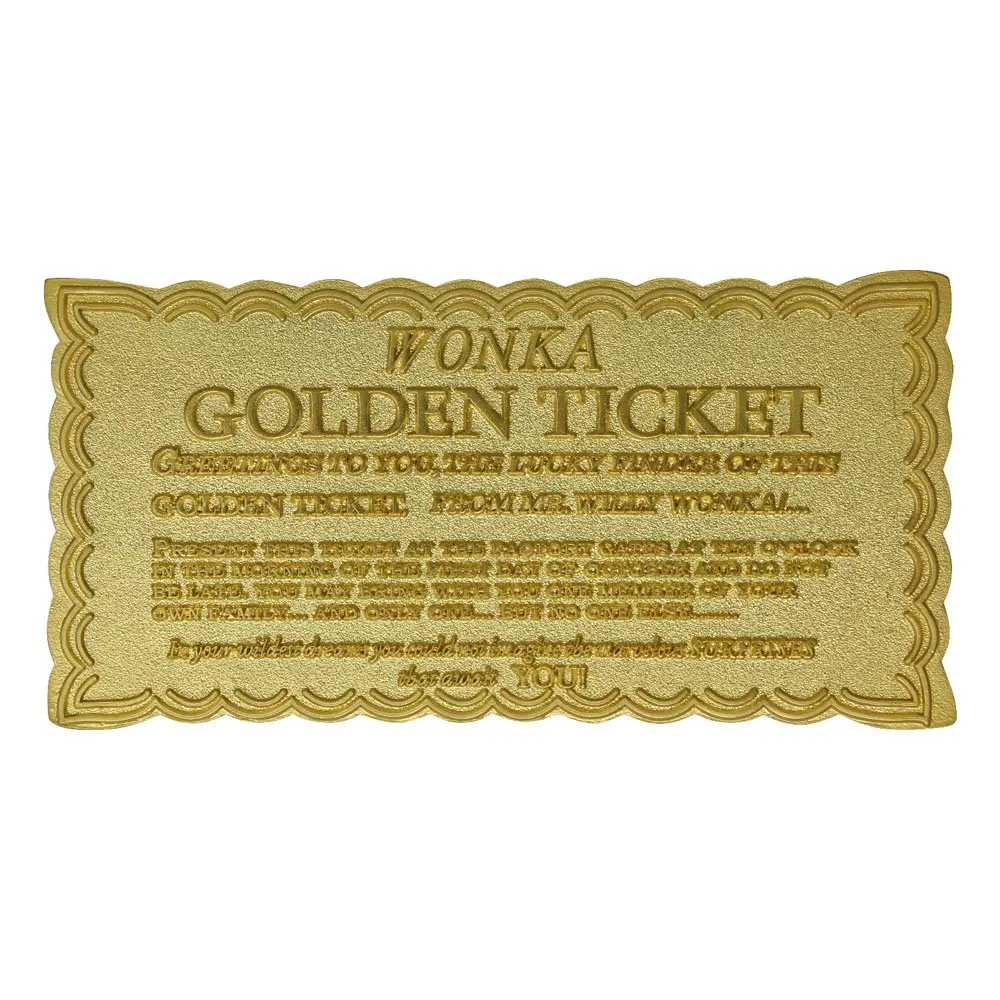 Willy Wonka &amp; the Chocolate Factory Replica Mini Golden Ticket (gold plated) product photo