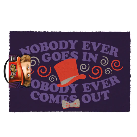 Willy Wonka Nobody Ever Goes In doormat product photo